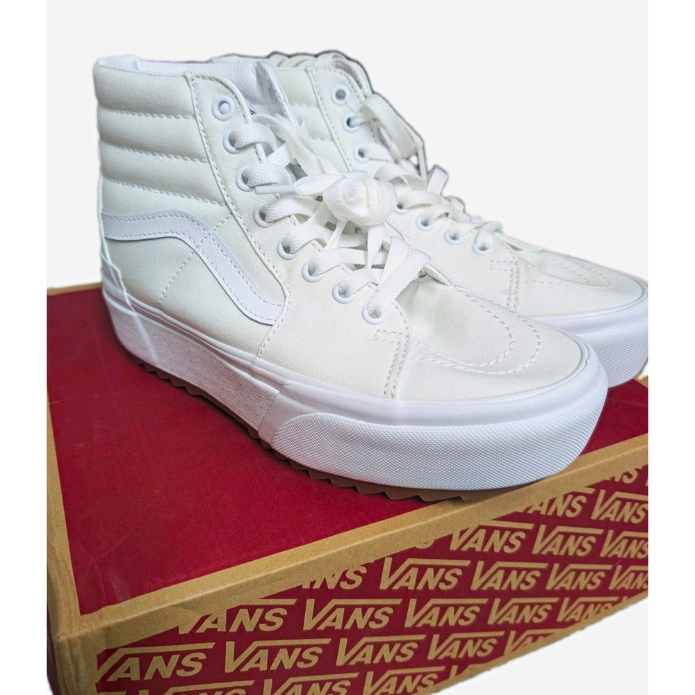 Vans Sk8-Hi Stacked True White Platform Sneakers Women's 7.5 Men's 6 New